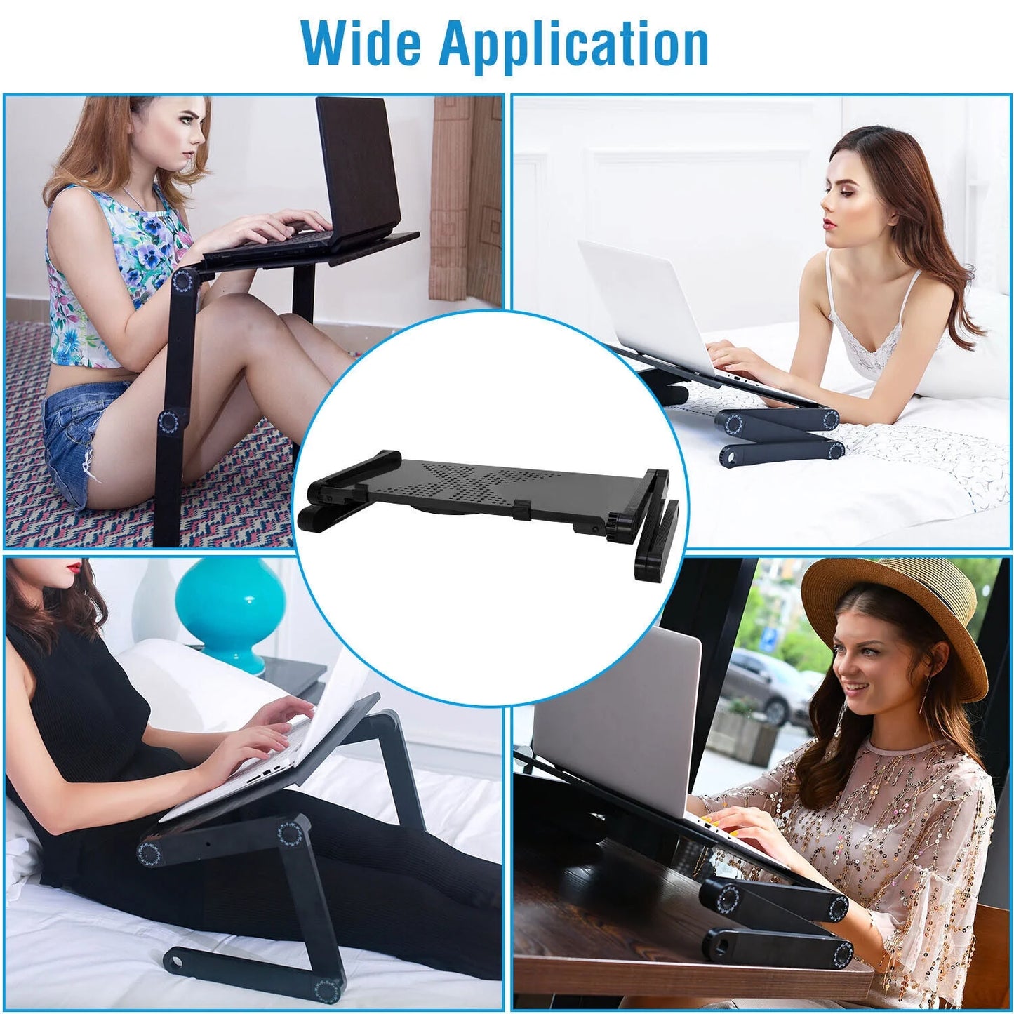 Bilot 360° Adjustable Laptop Table Stand Lap Sofa Bed Tray Foldable PC Notebook Desk