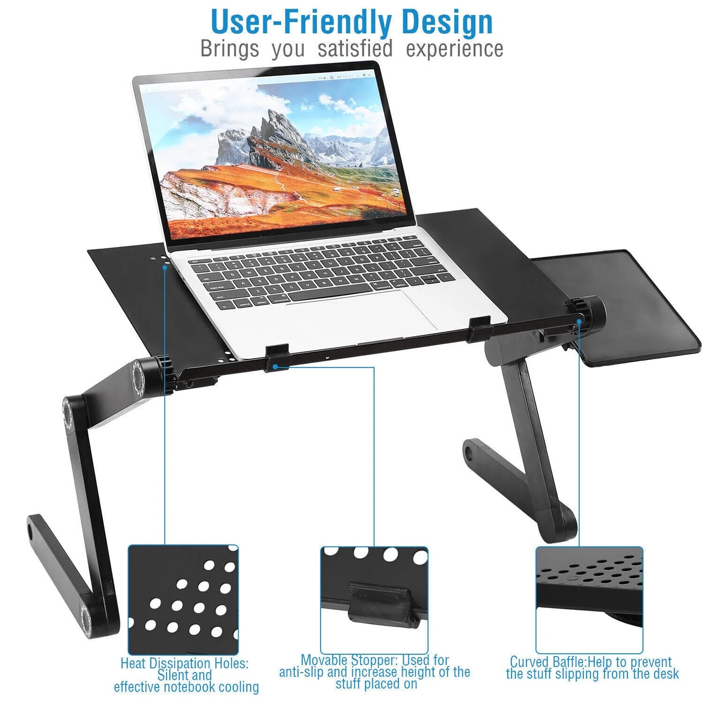 Bilot 360° Adjustable Laptop Table Stand Lap Sofa Bed Tray Foldable PC Notebook Desk