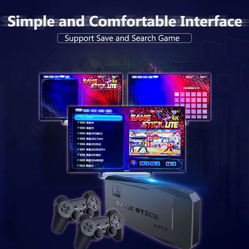 Retro Game Console 4K HD TV Game Stick with 20000 Classic Games Dual Wireless Controllers 9 Simulators M8 Video Games Machine