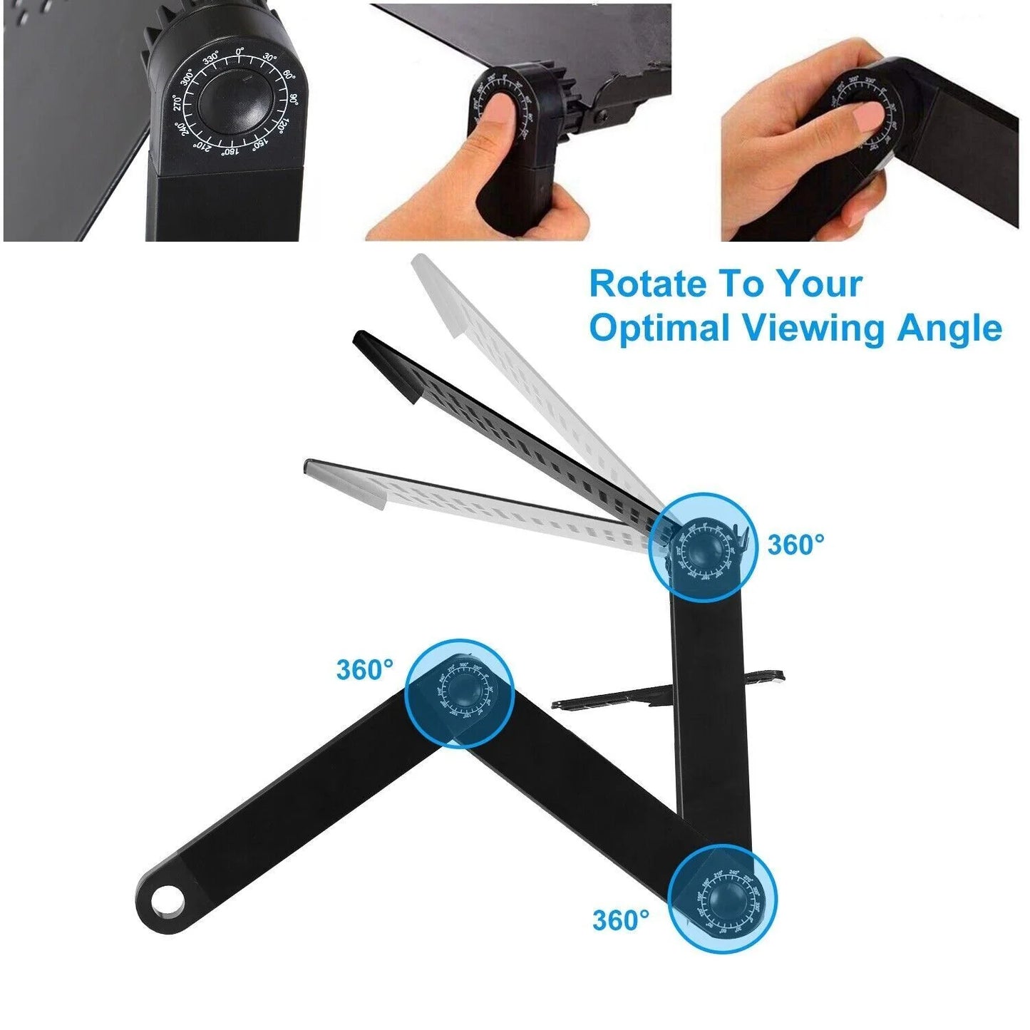 Bilot 360° Adjustable Laptop Table Stand Lap Sofa Bed Tray Foldable PC Notebook Desk