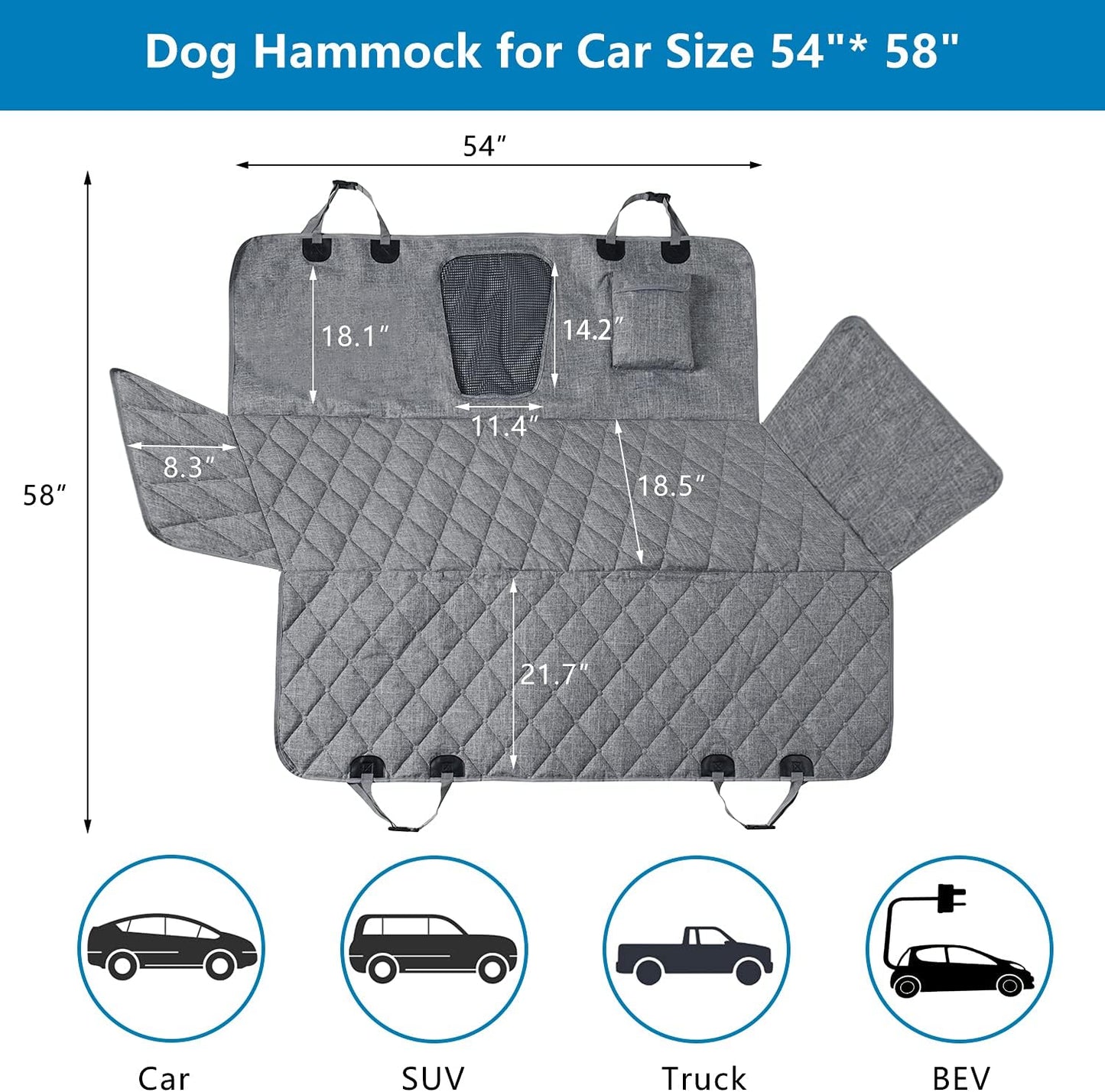 Backseat Dog Cover for Car - Dog Seat Cover - Back Seat Cover for Dogs, Rear Seat Covers for Dogs Waterproof Dog Seat Covers for Cars Scratch-Proof Nonslip Mesh Sections Window