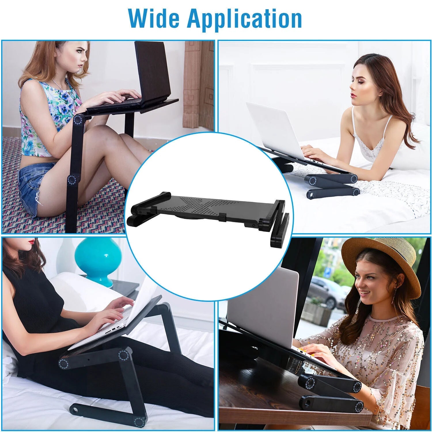 Bilot 360° Adjustable Laptop Table Stand Lap Sofa Bed Tray Foldable PC Notebook Desk