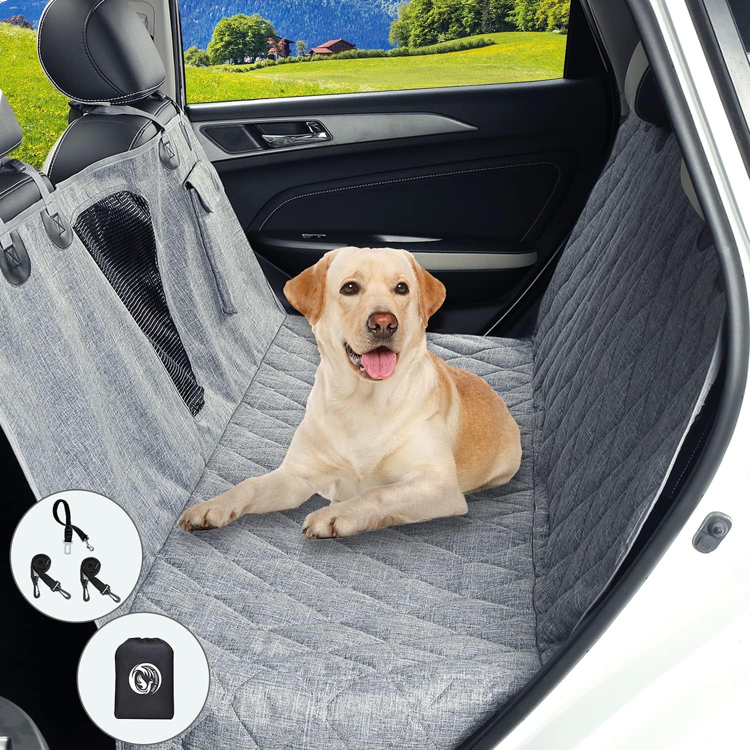 Backseat Dog Cover for Car - Dog Seat Cover - Back Seat Cover for Dogs, Rear Seat Covers for Dogs Waterproof Dog Seat Covers for Cars Scratch-Proof Nonslip Mesh Sections Window