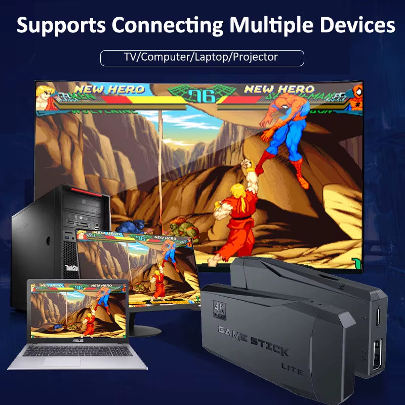 Retro Game Console 4K HD TV Game Stick with 20000 Classic Games Dual Wireless Controllers 9 Simulators M8 Video Games Machine