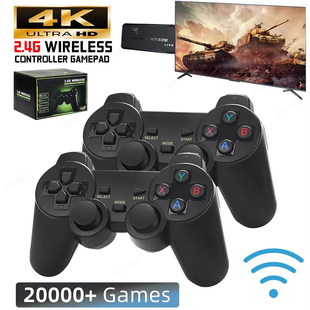 Retro Game Console 4K HD TV Game Stick with 20000 Classic Games Dual Wireless Controllers 9 Simulators M8 Video Games Machine