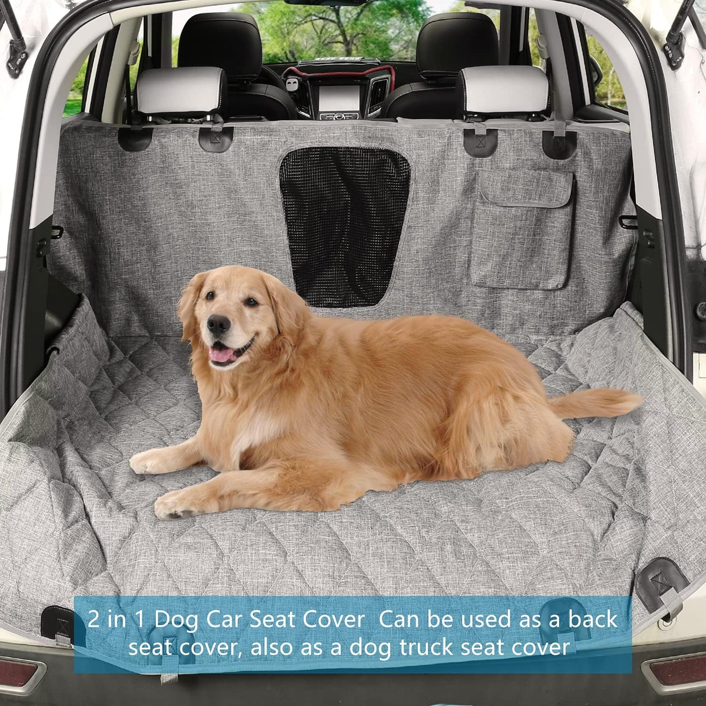 Backseat Dog Cover for Car - Dog Seat Cover - Back Seat Cover for Dogs, Rear Seat Covers for Dogs Waterproof Dog Seat Covers for Cars Scratch-Proof Nonslip Mesh Sections Window